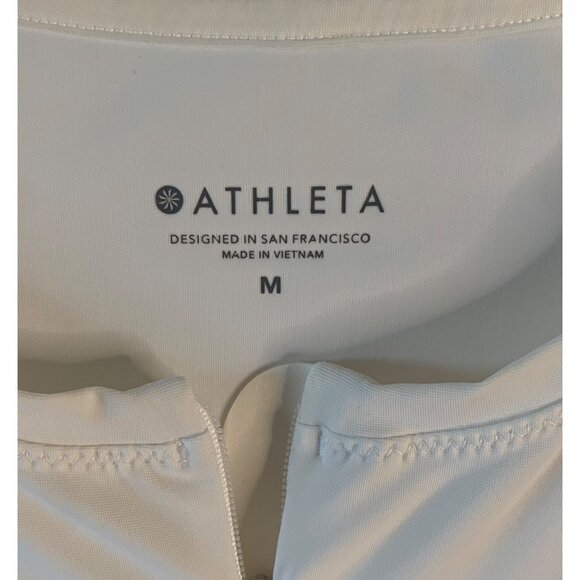 •SOLD•ATHLETA Bright White Cap Sleeve Perforated Pacifica II Zip-Neck Tank Top M - Picture 5 of 9